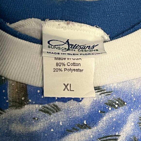 Vintage Artisans Sunschein Designs Wolf Scene Crewneck Sweatshirt XL Made in USA - Picture 4 of 6